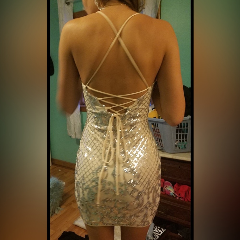 Windsor light pink silver sparkle homecoming dress worn once!